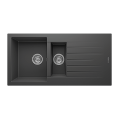 RealStone P005 Troya 100 1.5 Gözlü Damlalıklı Granit Eviye Siyah