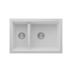RealStone P018 Bergama 1.5 Gözlü Damlalıksız Granit Eviye Beyaz