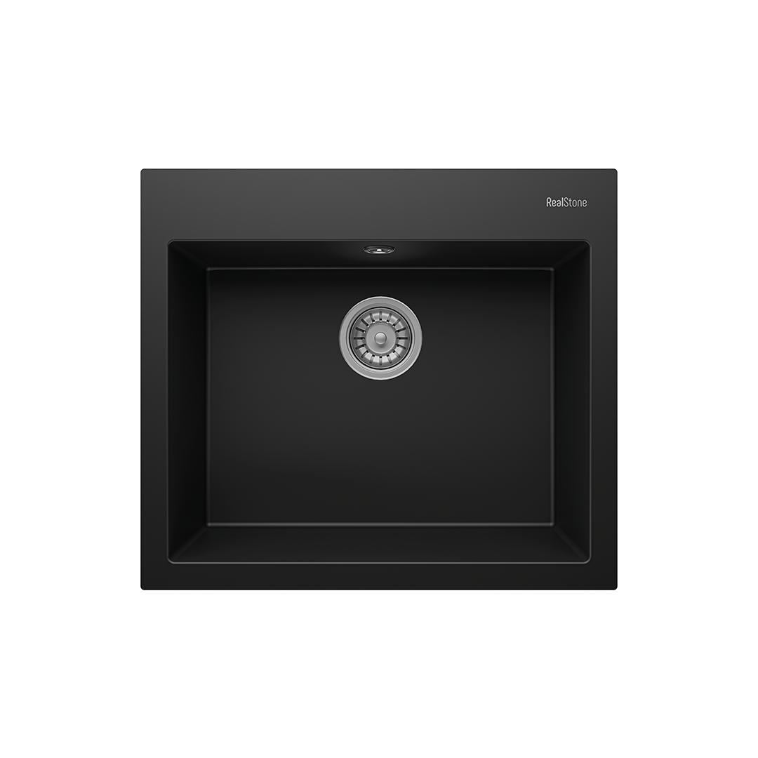 RealStone K002 Didyma 60 Tezgah Üstü Granit Eviye Siyah