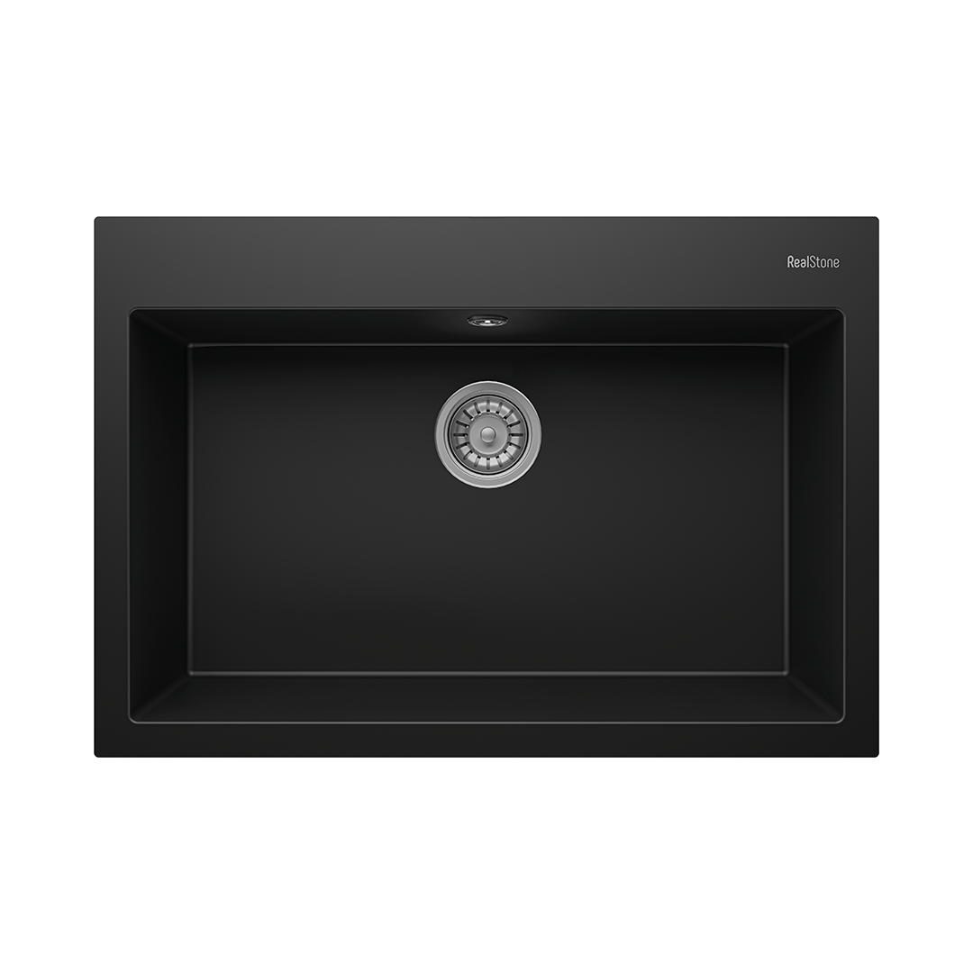 RealStone K003 Didyma 77 Tezgah Üstü Granit Eviye Siyah