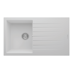 RealStone P004 Troya 86 Tek Gözlü Damlalıklı Granit Eviye Beyaz
