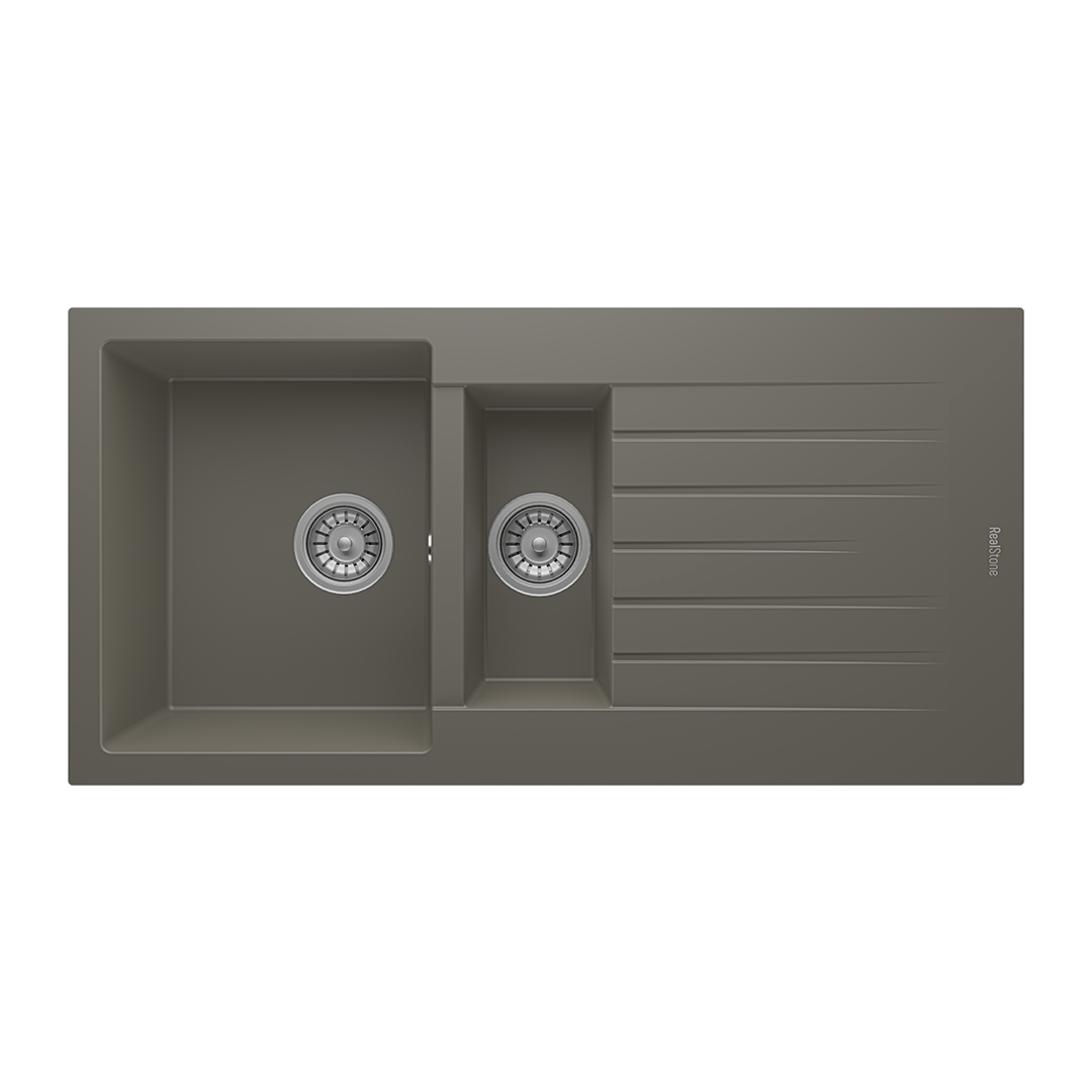 RealStone P005 Troya 100 1.5 Gözlü Damlalıklı Granit Eviye Gri