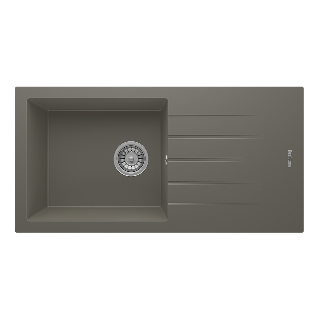 RealStone P011 Assos 86 XL Tek Gözlü Damlalıklı Granit Eviye Gri