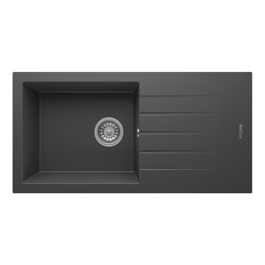 RealStone P011 Assos 86 XL Tek Gözlü Damlalıklı Granit Eviye Antrasit