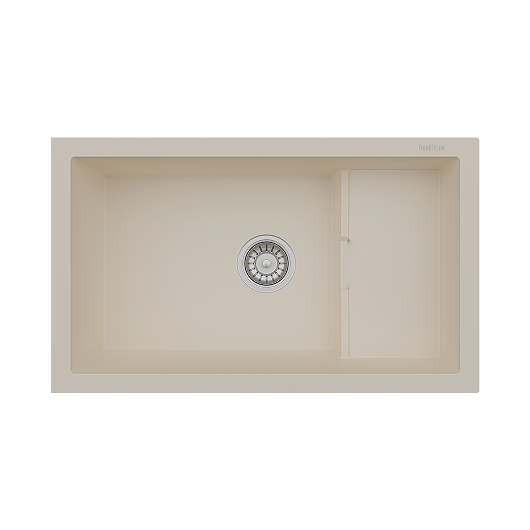 RealStone P017 Patara 1.5 Gözlü Damlalıksız Granit Eviye Krem
