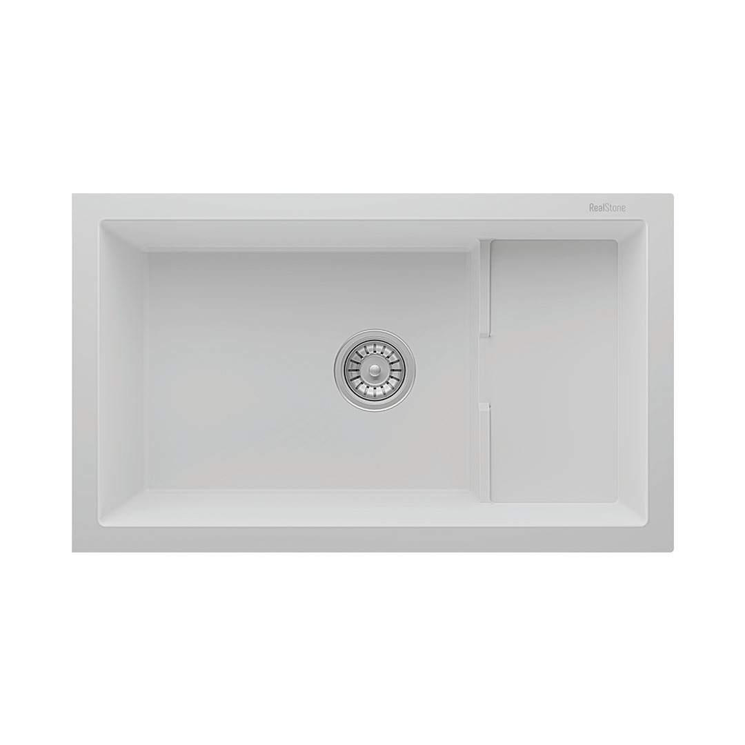 RealStone P017 Patara 1.5 Gözlü Damlalıksız Granit Eviye Beyaz