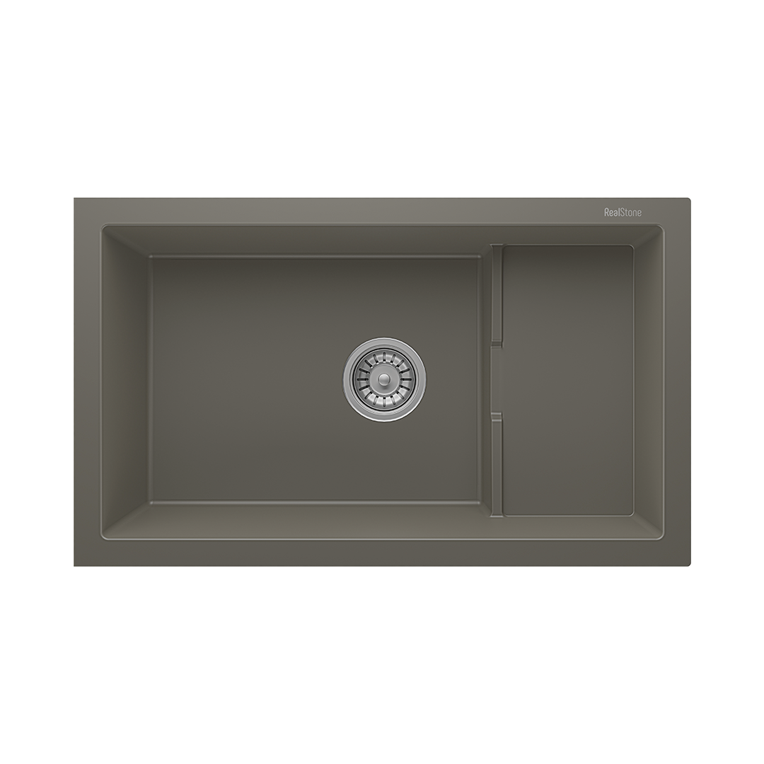 RealStone P017 Patara 1.5 Gözlü Damlalıksız Granit Eviye Gri
