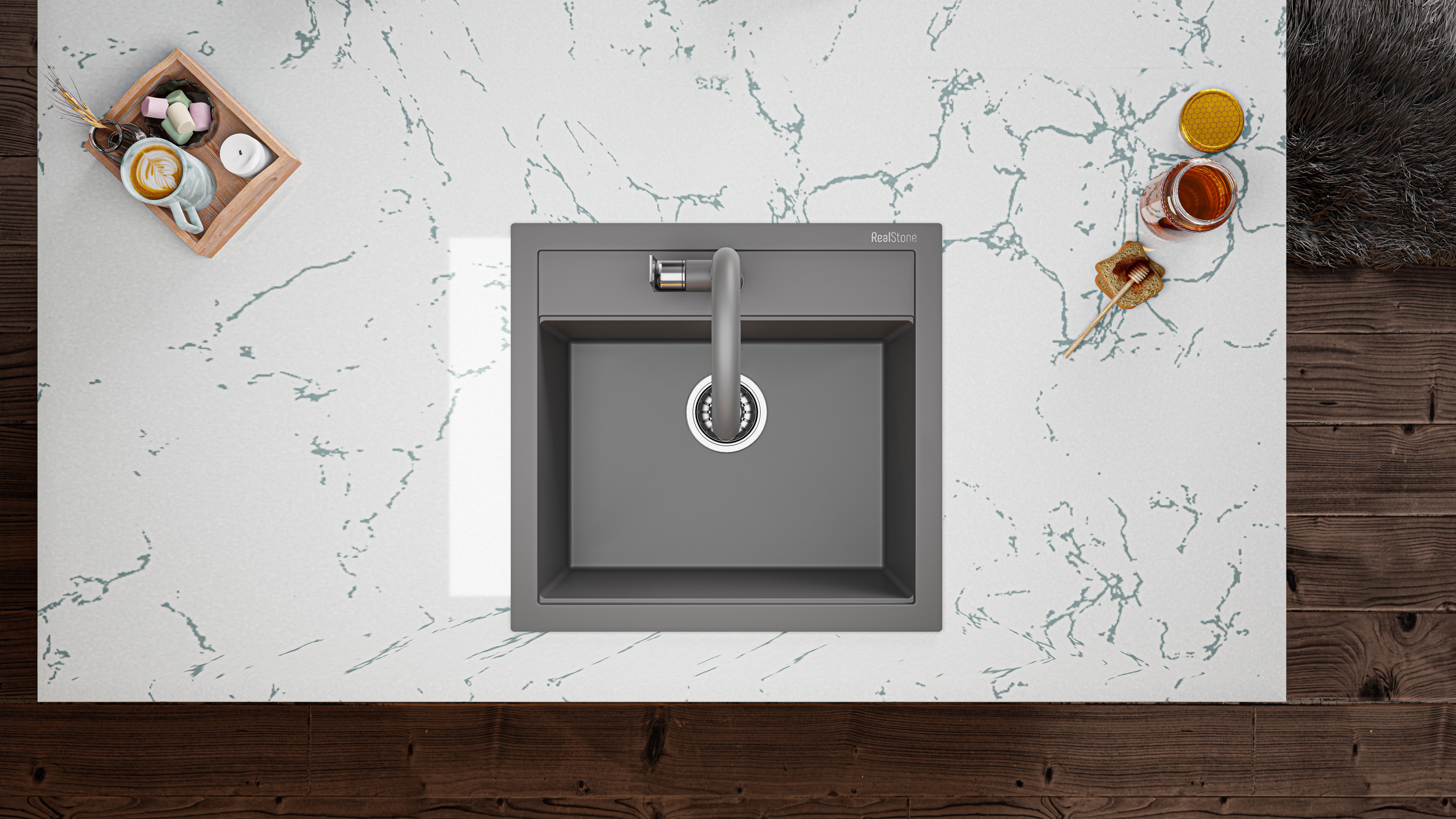 REALSTONE TEK GÖZLÜ GRANİT EVYELER
